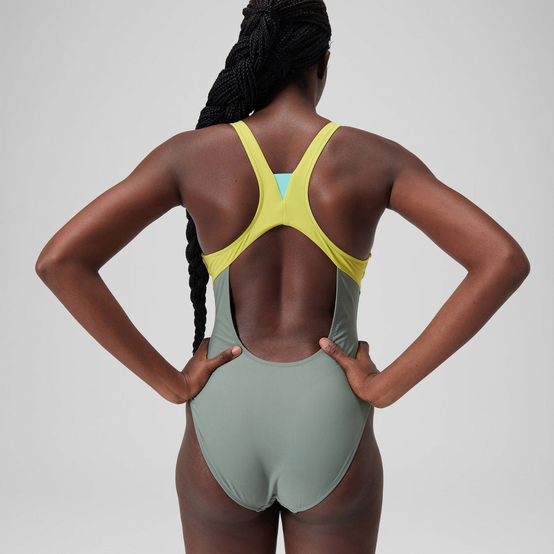 Speedo Zip Colorblock One Piece Swimsuit